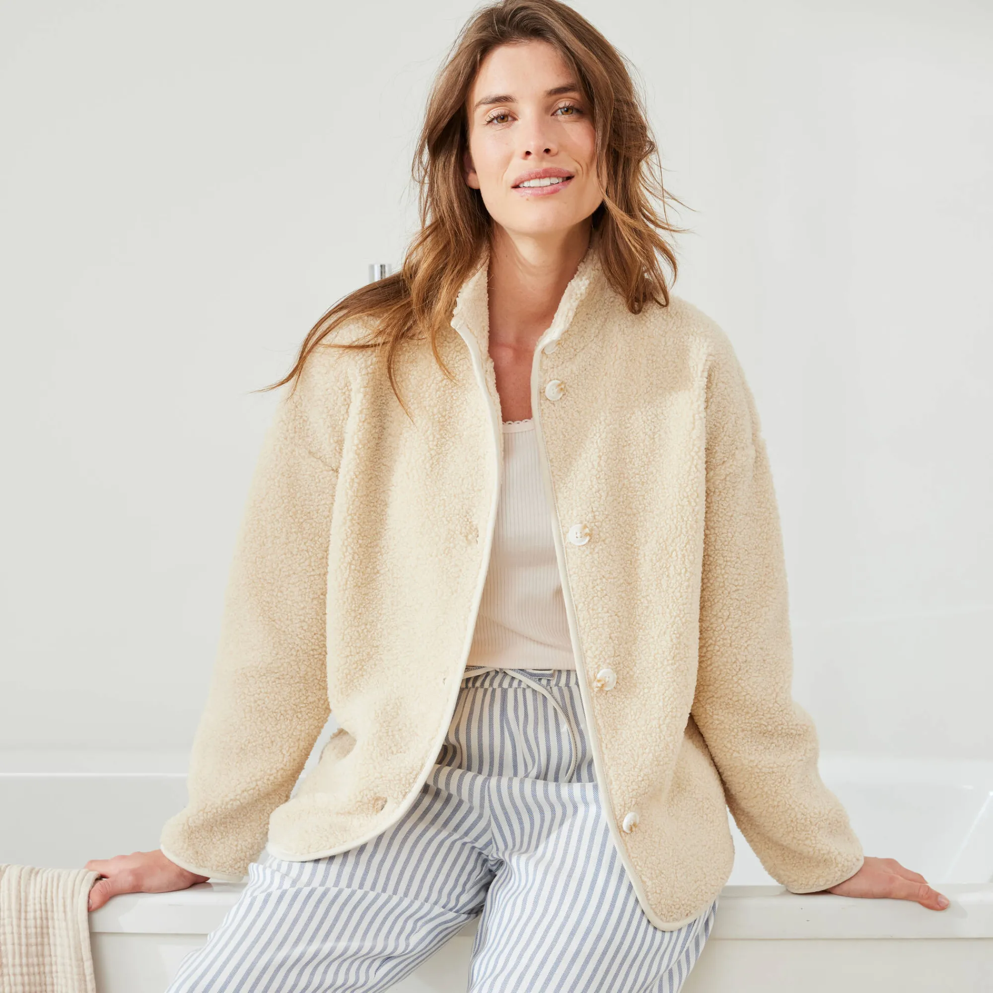 Peignoir En Kamerjas<Blancheporte Homewear jasje in lusjesstof grijsbeige