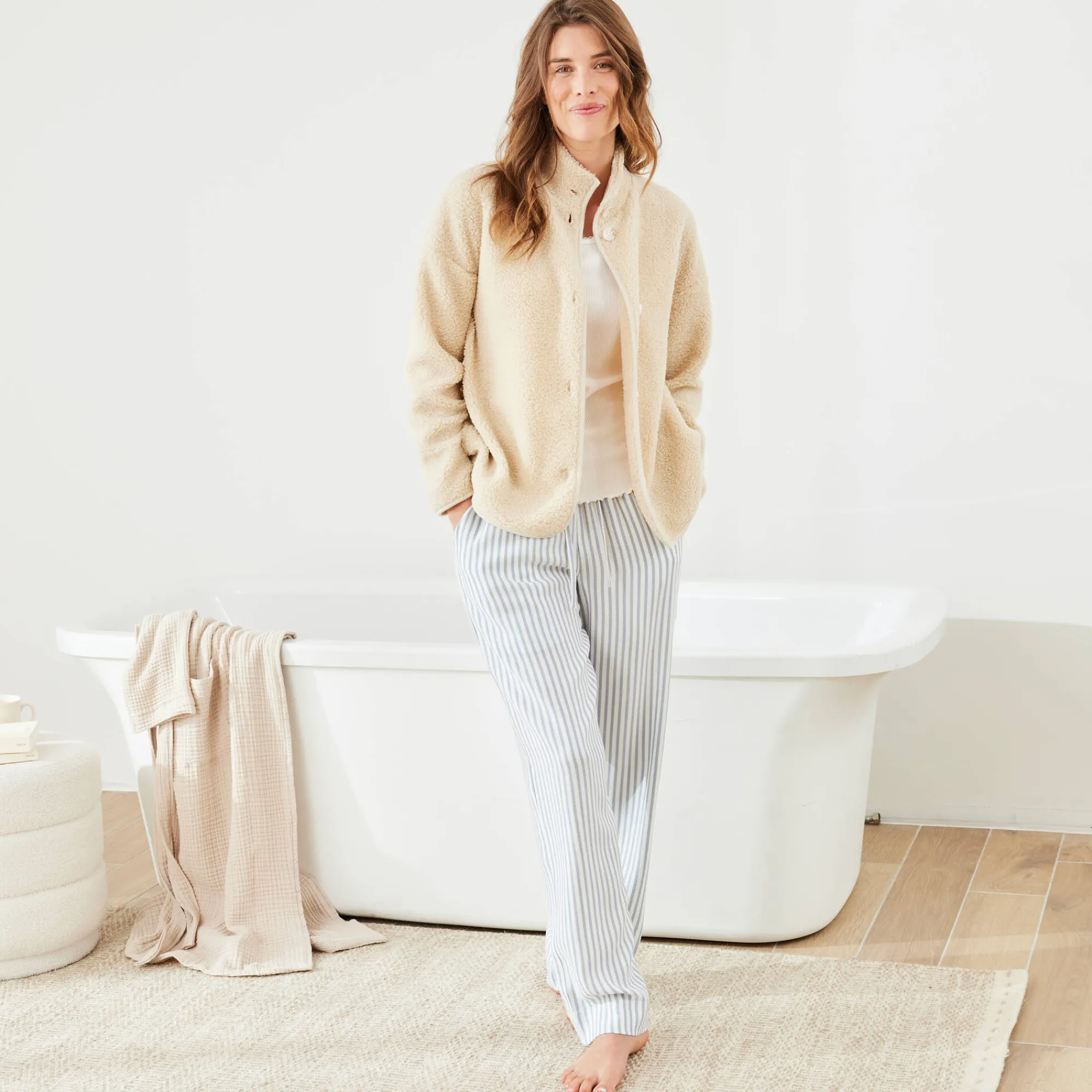 Peignoir En Kamerjas<Blancheporte Homewear jasje in lusjesstof grijsbeige