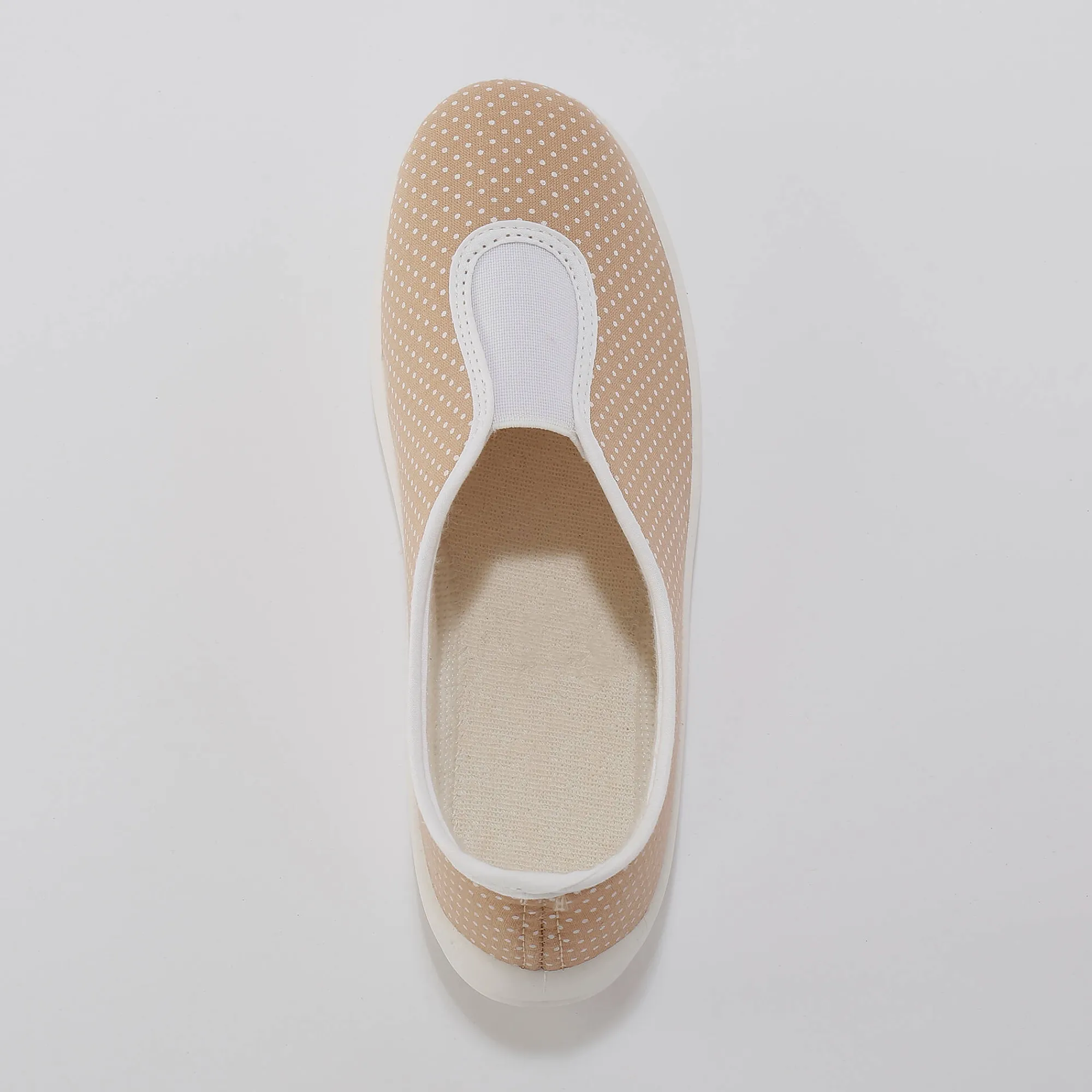 Sloffen|Sloffen<Blancheporte Huisballerina's met elastiek en stippenprint taupe