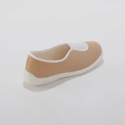 Sloffen|Sloffen<Blancheporte Huisballerina's met elastiek en stippenprint taupe