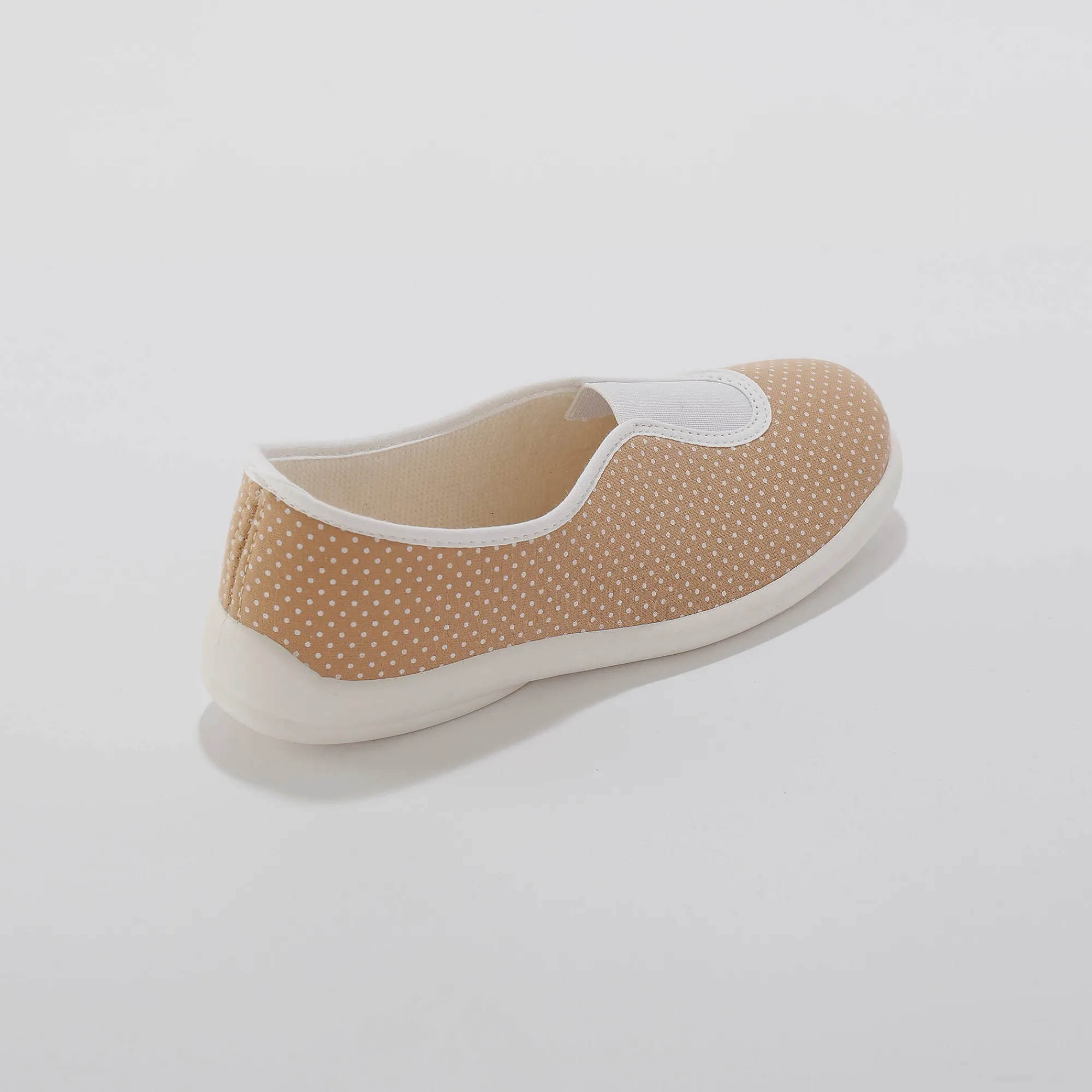 Sloffen|Sloffen<Blancheporte Huisballerina's met elastiek en stippenprint taupe
