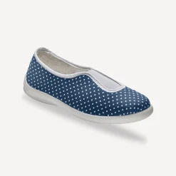 Sloffen|Sloffen<Blancheporte Huisballerina's met elastiek en stippenprint blauw