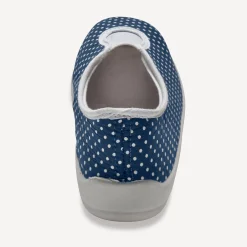 Sloffen|Sloffen<Blancheporte Huisballerina's met elastiek en stippenprint blauw