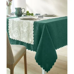 Feesttafel|Tafellaken En Tafelloper<Blancheporte Jacquard tafellaken in damast flessengroen