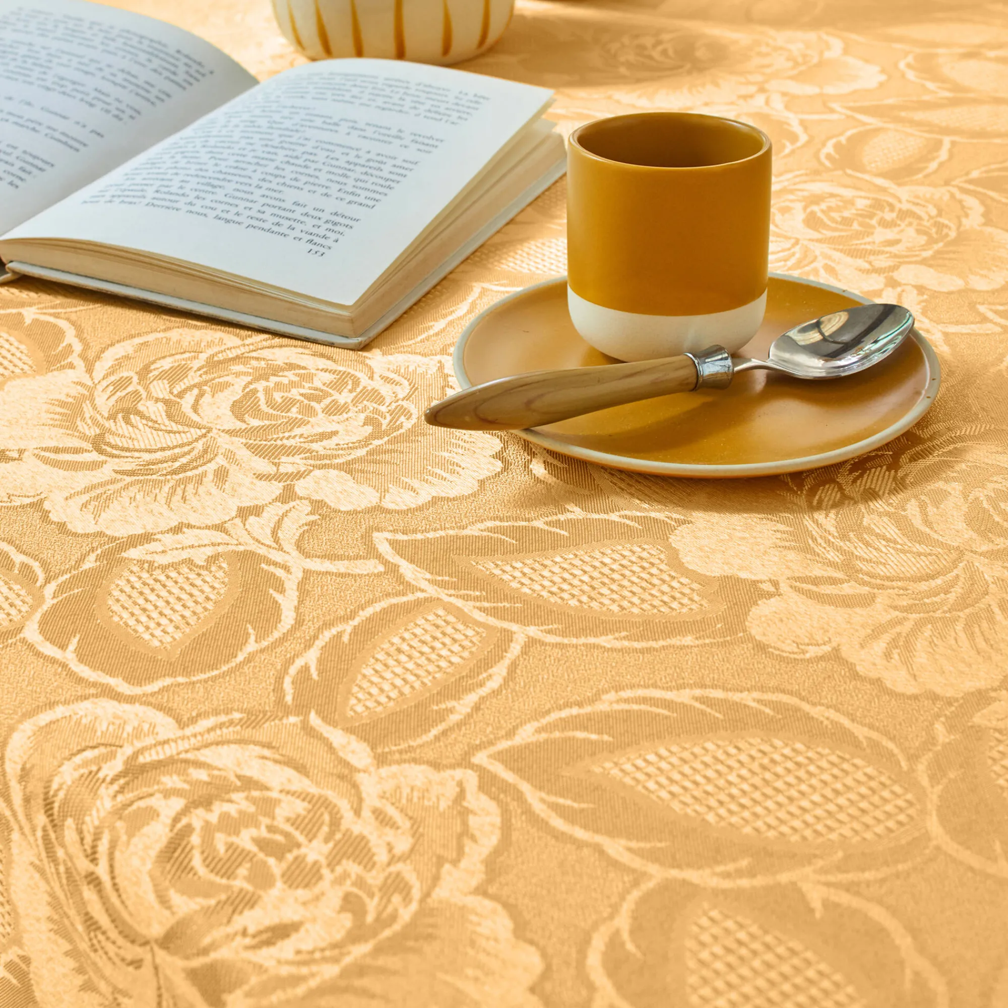 Feesttafel|Tafellaken En Tafelloper<Blancheporte Jacquard tafellaken in damast zonnebloem