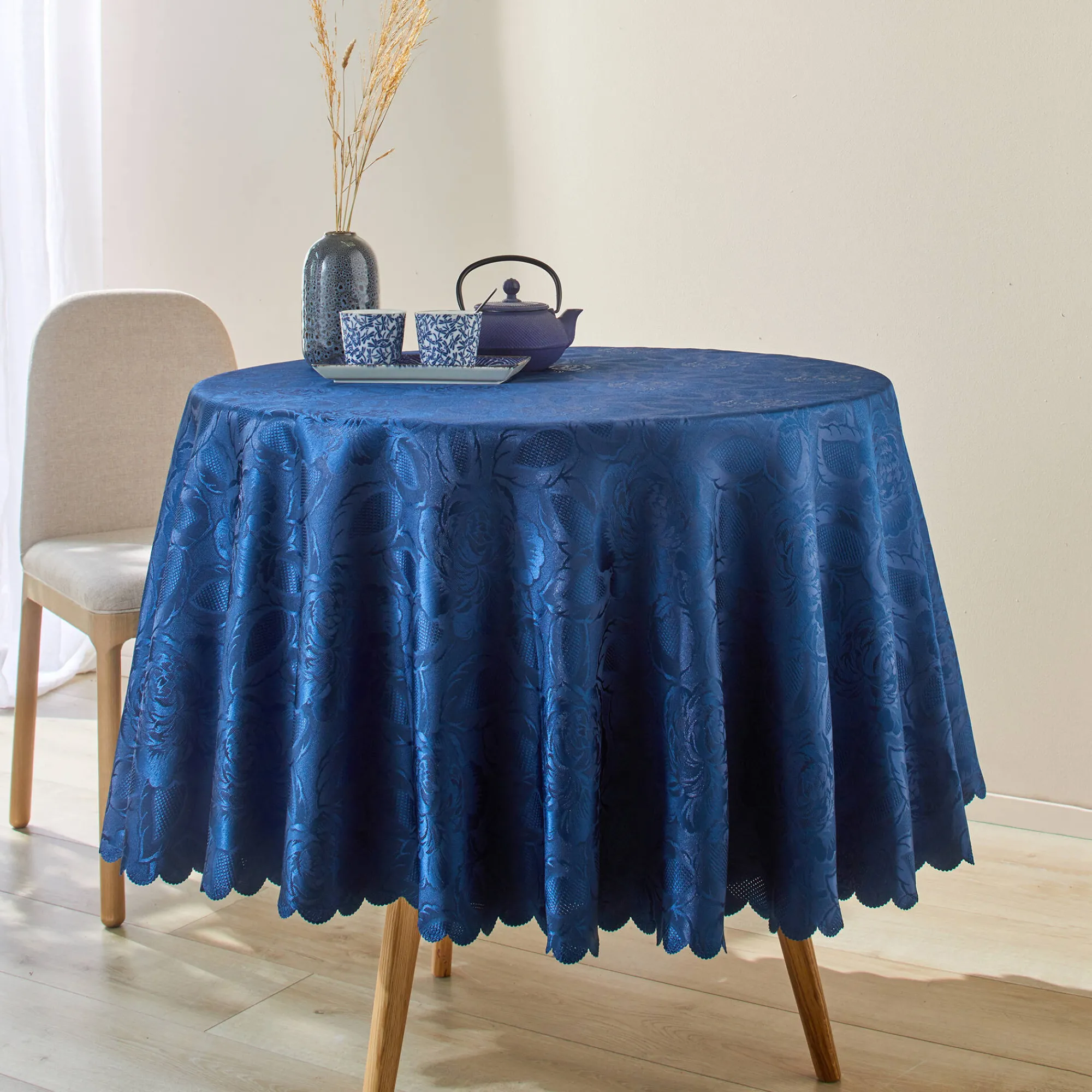Feesttafel|Tafellaken En Tafelloper<Blancheporte Jacquard tafellaken in damast nachtblauw