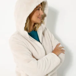 Parka En Donsjas<Blancheporte Jas in nepbont, omkeerbaar tot gewatteerde jas grijsbeige