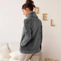 Peignoir En Kamerjas<Blancheporte Jasje in fleece met rits antracietgrijs