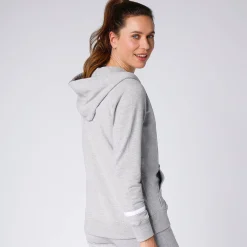 Trui En Vest<Blancheporte Jasje in geruwd molton met rits chiné grijs / wit