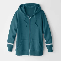 Trui En Vest<Blancheporte Jasje in geruwd molton met rits eendenblauw / wit