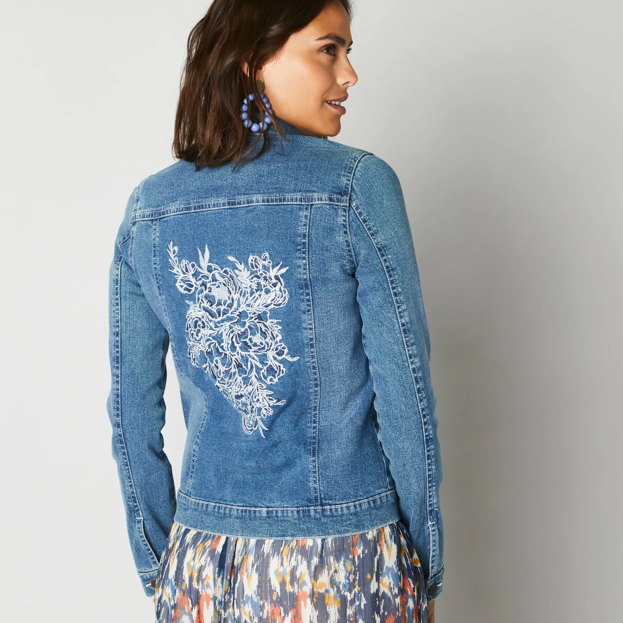 Jas En Mantel<Blancheporte Jasje in jeans met borduursel bleached