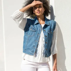 Jas En Mantel<Blancheporte Jasje in jeans, zonder mouwen bleached