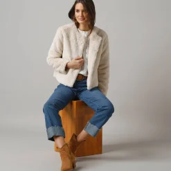Jas En Mantel<Lora Zellini Jasje in nepbont beige