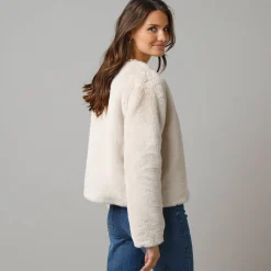 Jas En Mantel<Lora Zellini Jasje in nepbont beige