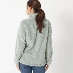 Trui En Vest<Outdoor Collection Jasje in pluchetricot chiné amandelgroen