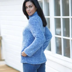 Trui En Vest<Outdoor Collection Jasje in pluchetricot chiné grijsblauw