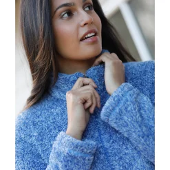 Trui En Vest<Outdoor Collection Jasje in pluchetricot chiné grijsblauw