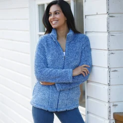 Trui En Vest<Outdoor Collection Jasje in pluchetricot chiné grijsblauw