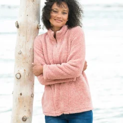 Trui En Vest<Outdoor Collection Jasje in pluchetricot chiné roze