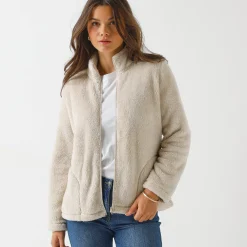 Trui En Vest<Outdoor Collection Jasje in pluchetricot chiné beige