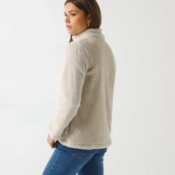 Trui En Vest<Outdoor Collection Jasje in pluchetricot chiné beige