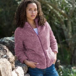 Trui En Vest<Outdoor Collection Jasje in pluchetricot chiné pruim