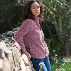 Trui En Vest<Outdoor Collection Jasje in pluchetricot chiné pruim
