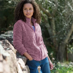 Trui En Vest<Outdoor Collection Jasje in pluchetricot chiné pruim