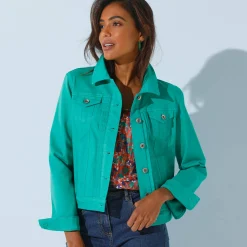 Jas En Mantel<Blancheporte Jasje met knoopsluiting en fantasieplooitjes smaragdgroen