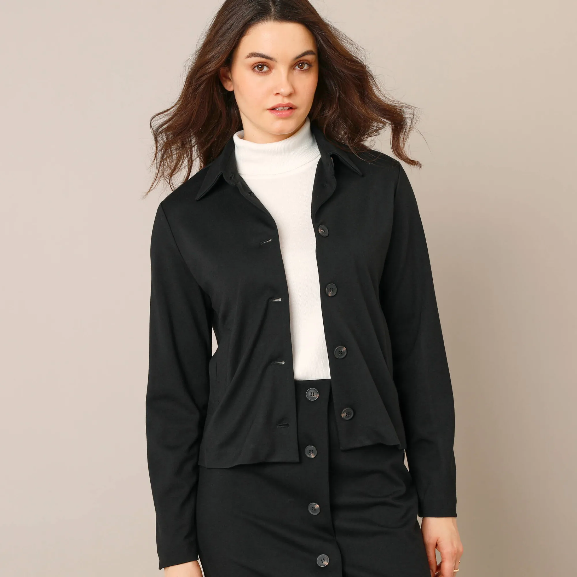 Jas En Mantel<Blancheporte Jasje met knopen, milanotricot zwart