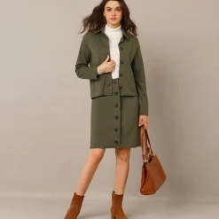 Jas En Mantel<Blancheporte Jasje met knopen, milanotricot kaki