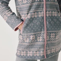 Peignoir En Kamerjas<Blancheporte Jasje met rits, in bedrukte fleece grijs / roze