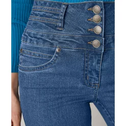 Jeans|Broek<Blancheporte Jeans in bootcutmodel met hoge taille - binnenpijplengte 75 cm stone