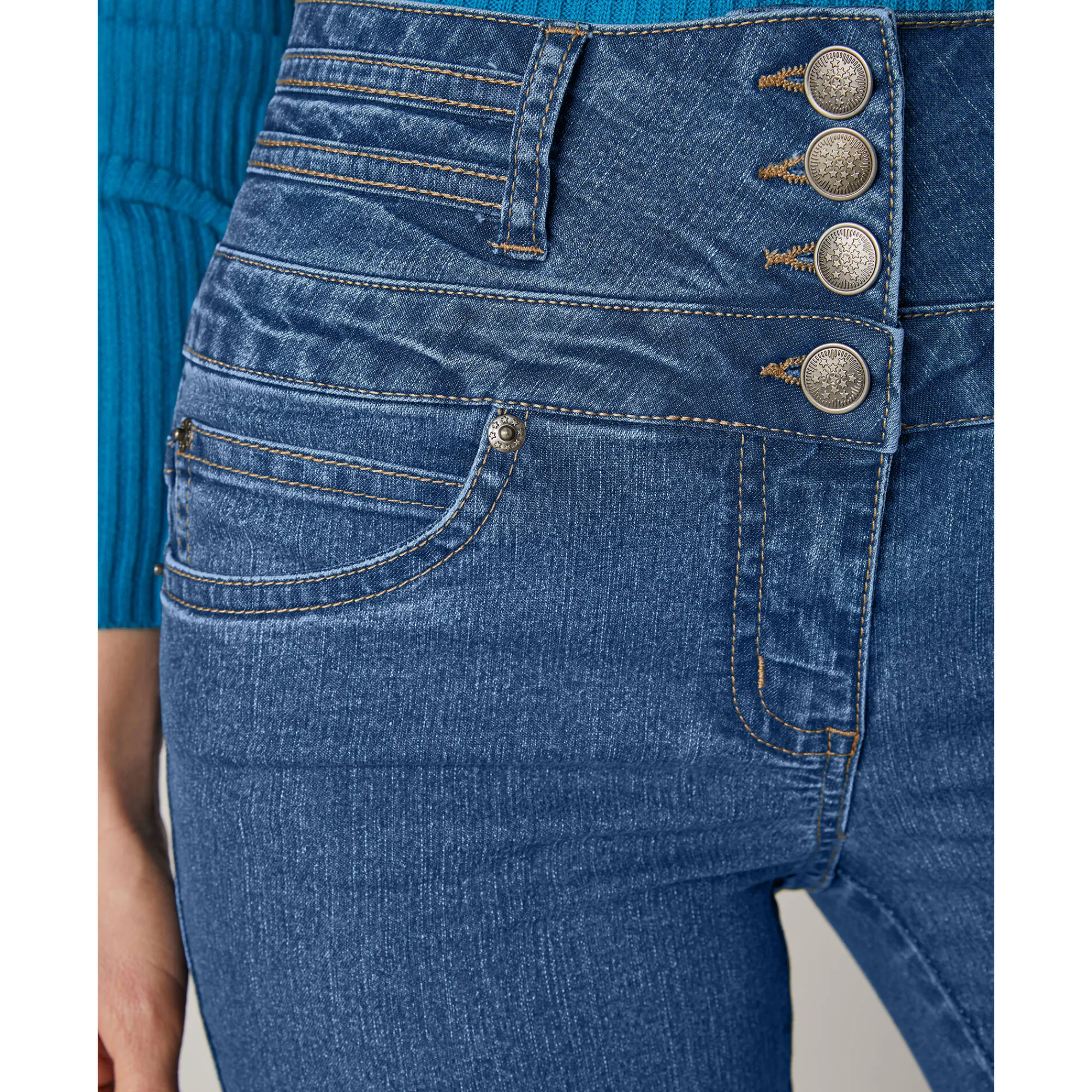 Jeans|Broek<Blancheporte Jeans in bootcutmodel met hoge taille - binnenpijplengte 75 cm stone