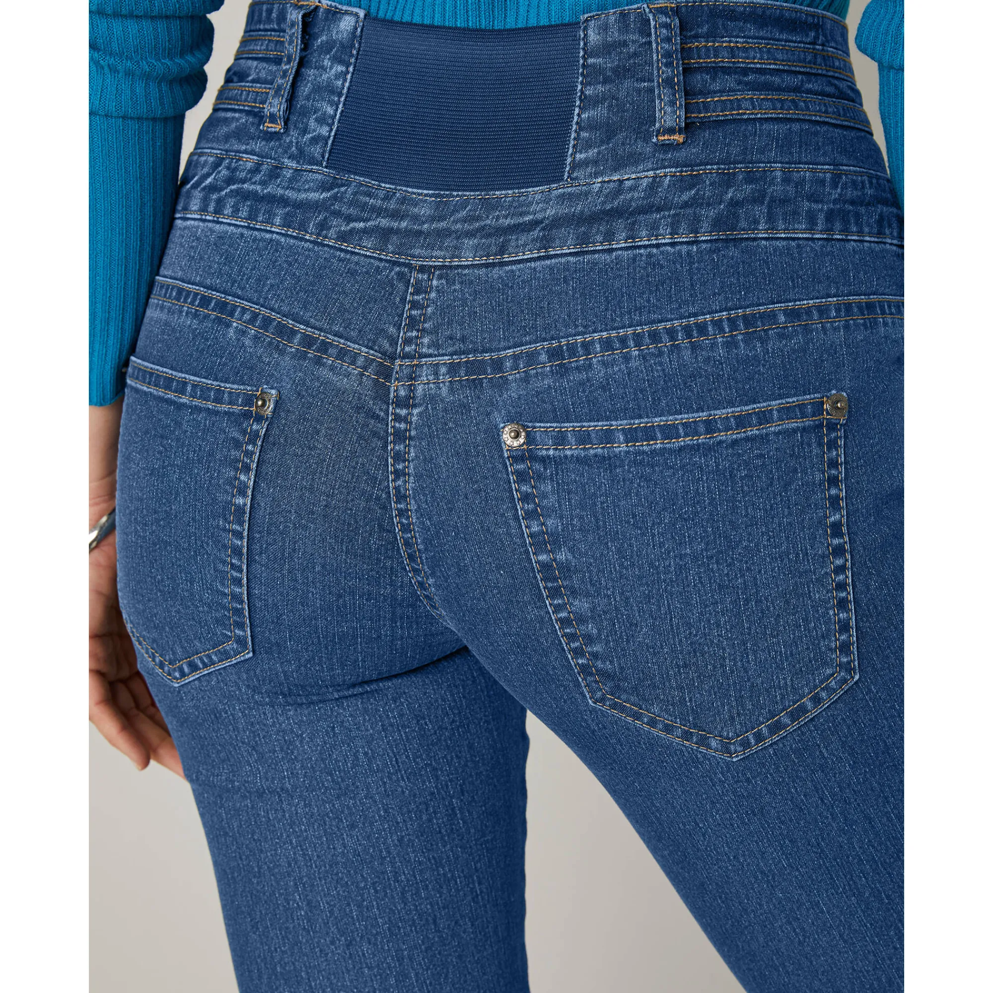 Jeans|Broek<Blancheporte Jeans in bootcutmodel met hoge taille - binnenpijplengte 75 cm stone