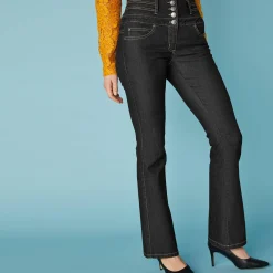 Jeans|Broek<Blancheporte Jeans in bootcutmodel met hoge taille - binnenpijplengte 75 cm black