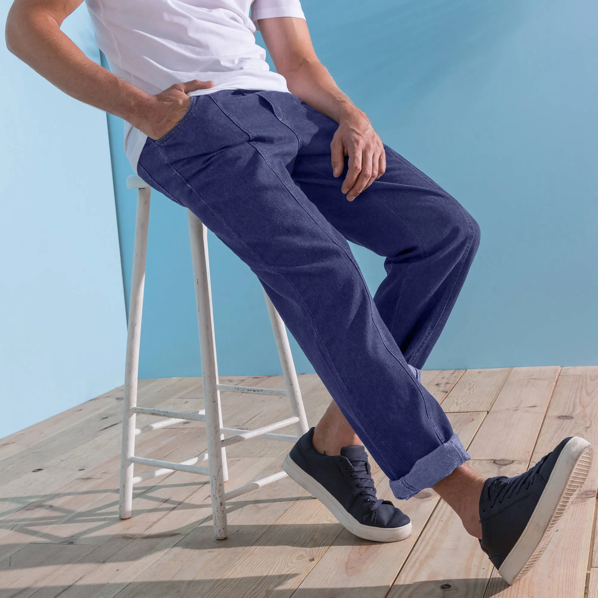 Jeans<Blancheporte Jeans in lichte denim met elastische taille stone