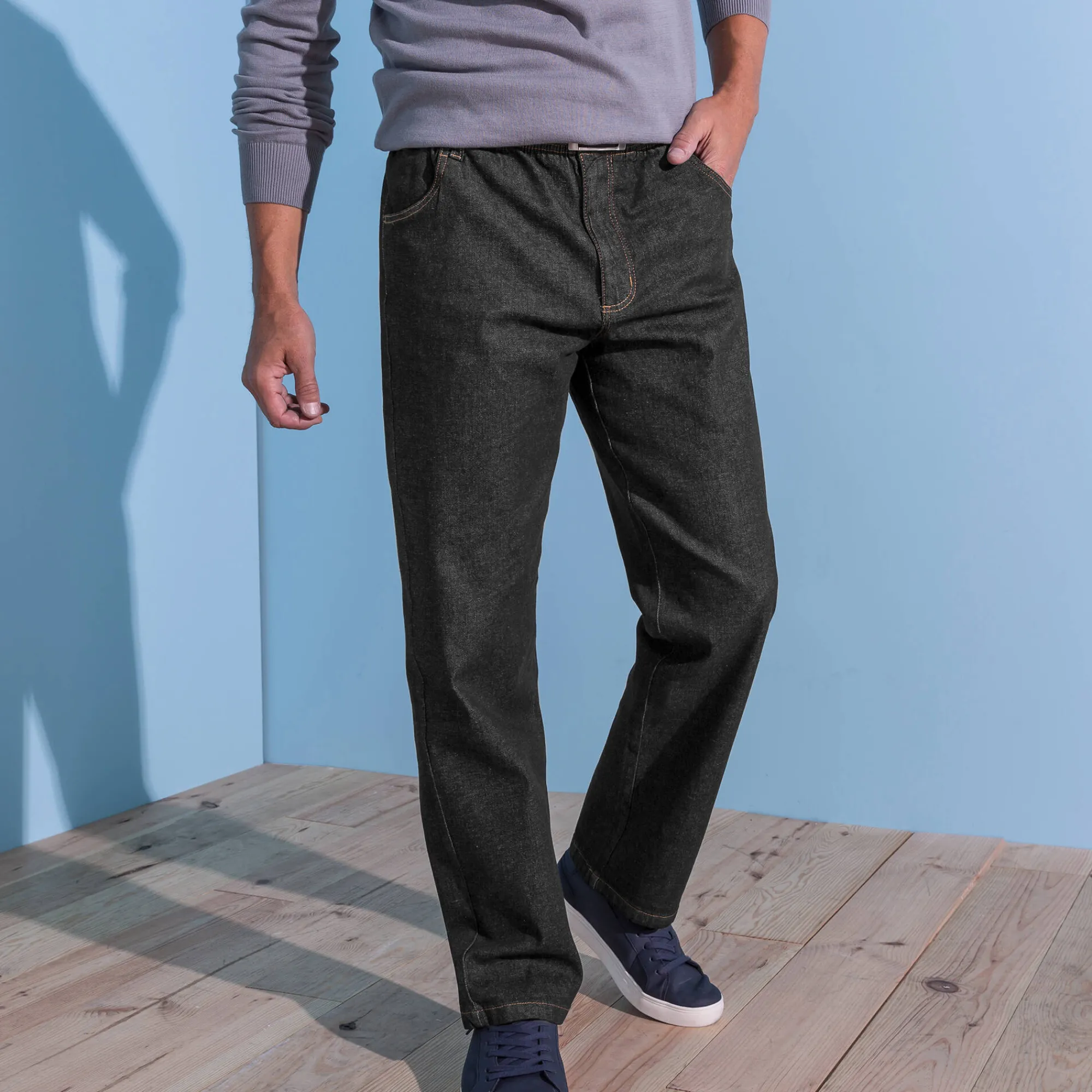 Jeans<Blancheporte Jeans met elastische taille - binnenpijpl. 82 cm black