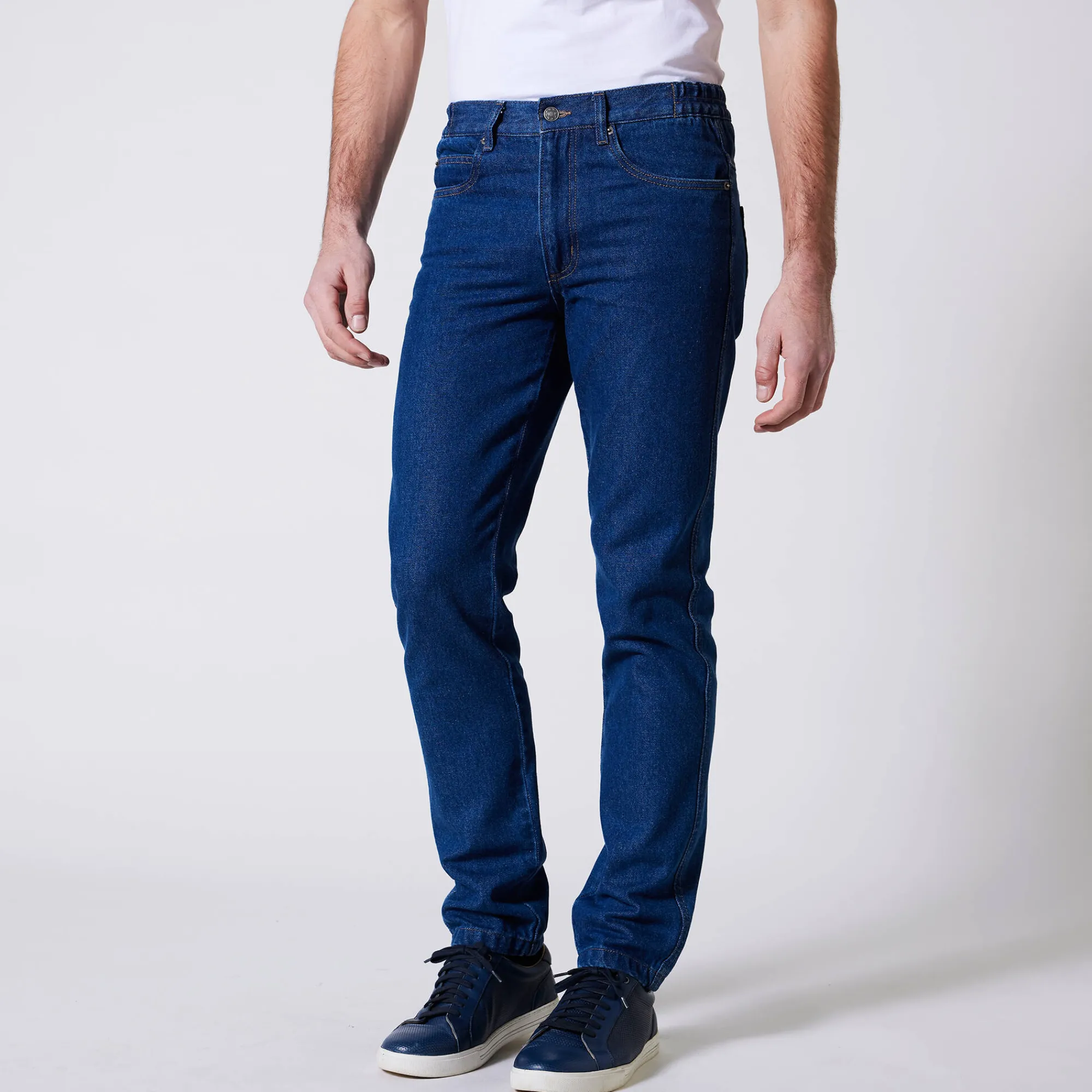 Jeans<Blancheporte Jeans met elastische tailleband opzij - binnenpijplengte 72 cm stone