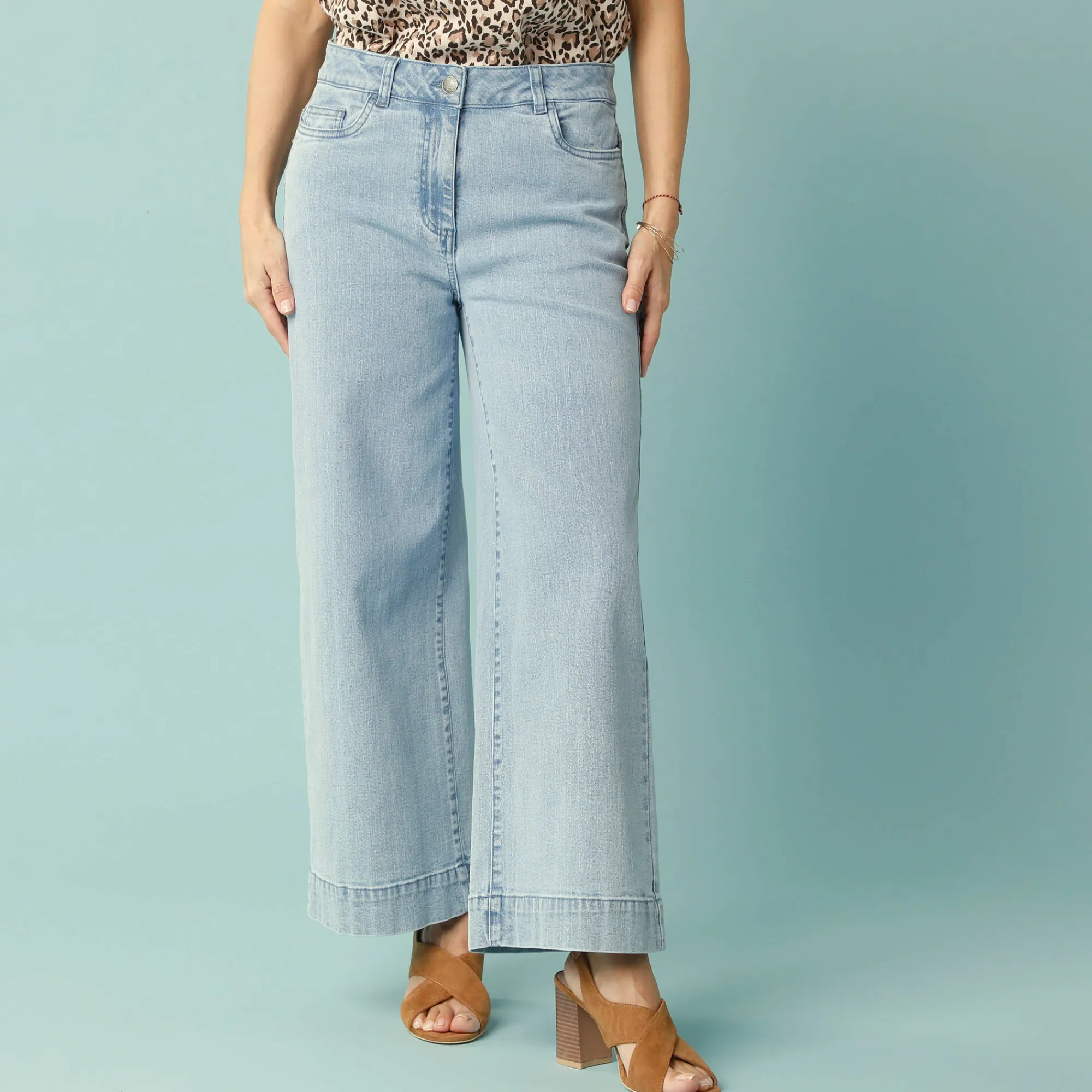 Jeans|Broek<Blancheporte Jeans met hoge taille, voor Kleine Lengtes, binnenpijplengte 60 cm, ruim 7/8-model bleached