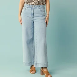 Jeans|Broek<Blancheporte Jeans met hoge taille, voor Kleine Lengtes, binnenpijplengte 65 cm, ruim 7/8-model bleached