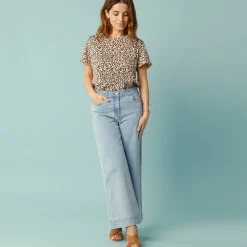 Jeans|Broek<Blancheporte Jeans met hoge taille, voor Kleine Lengtes, binnenpijplengte 65 cm, ruim 7/8-model bleached