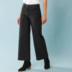 Jeans|Broek<Blancheporte Jeans met hoge taille, voor Kleine Lengtes, binnenpijplengte 60 cm, ruim 7/8-model zwart