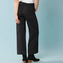 Jeans|Broek<Blancheporte Jeans met hoge taille, voor Kleine Lengtes, binnenpijplengte 60 cm, ruim 7/8-model zwart