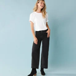 Jeans|Broek<Blancheporte Jeans met hoge taille, voor Kleine Lengtes, binnenpijplengte 65 cm, ruim 7/8-model zwart
