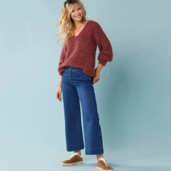 Jeans|Broek<Blancheporte Jeans met hoge taille, voor Kleine Lengtes, binnenpijplengte 60 cm, ruim 7/8-model stone