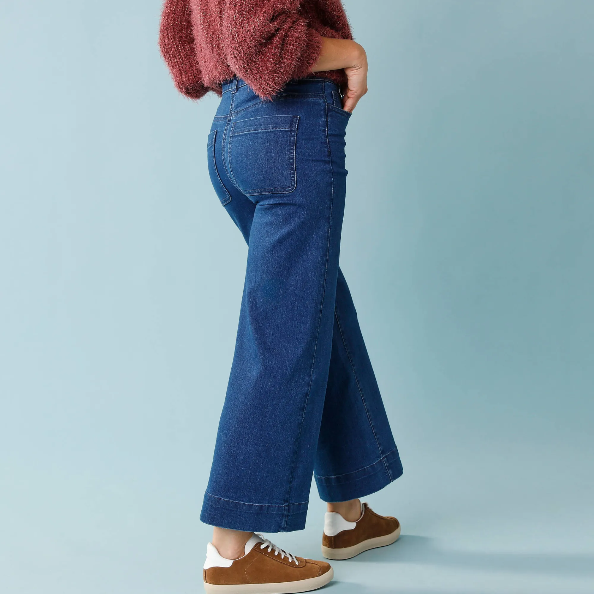 Jeans|Broek<Blancheporte Jeans met hoge taille, voor Kleine Lengtes, binnenpijplengte 60 cm, ruim 7/8-model stone