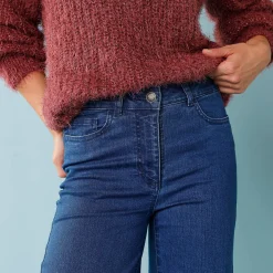Jeans|Broek<Blancheporte Jeans met hoge taille, voor Kleine Lengtes, binnenpijplengte 60 cm, ruim 7/8-model stone