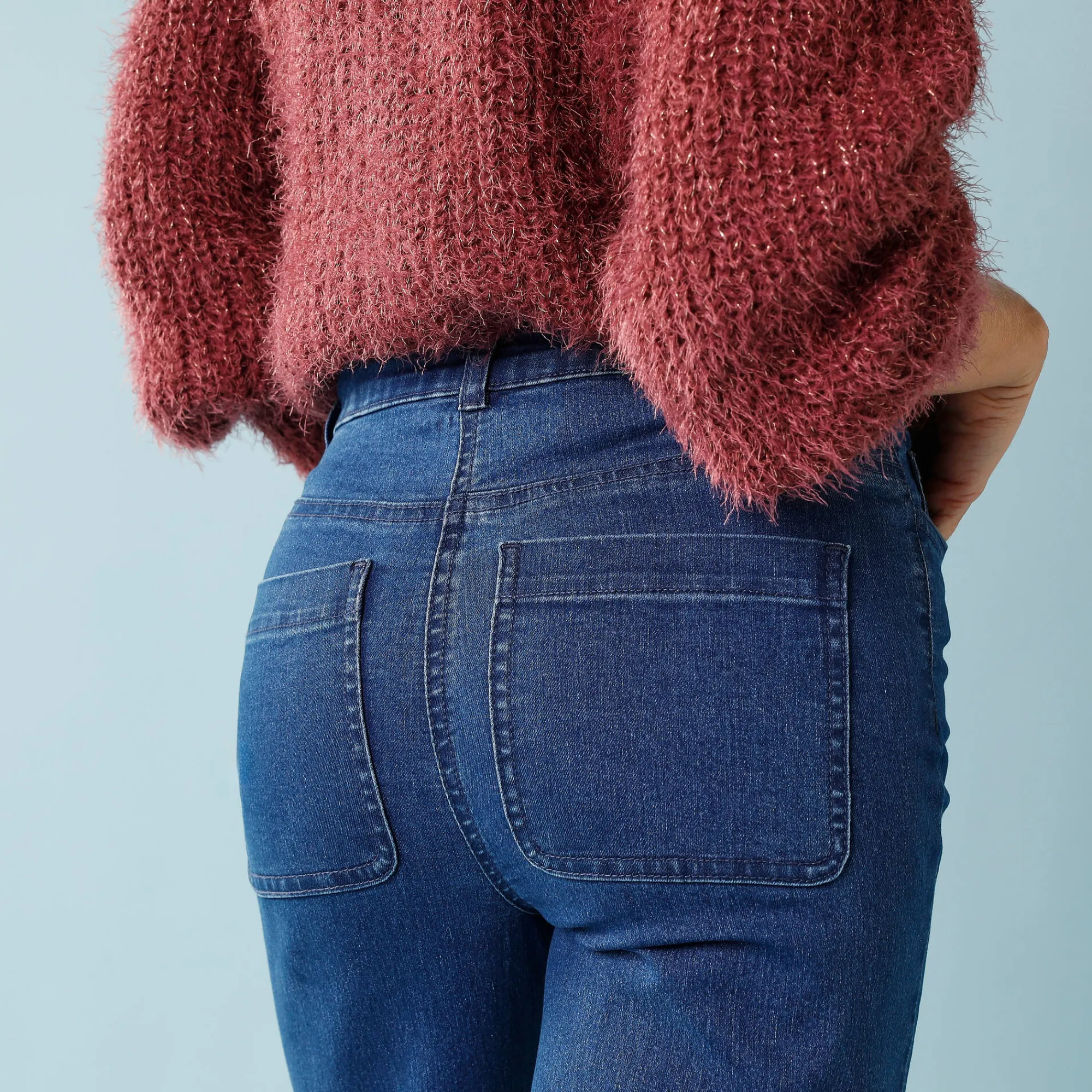 Jeans|Broek<Blancheporte Jeans met hoge taille, voor Kleine Lengtes, binnenpijplengte 60 cm, ruim 7/8-model stone