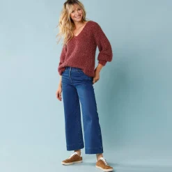 Jeans|Broek<Blancheporte Jeans met hoge taille, voor Kleine Lengtes, binnenpijplengte 65 cm, ruim 7/8-model stone